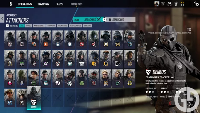 Image of Deimos on the Attackers screen in Rainbow Six Siege