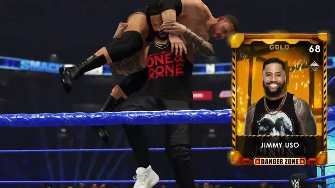 WWE 2K23 Locker Codes: Jimmy Uso performing a Samoan Drop