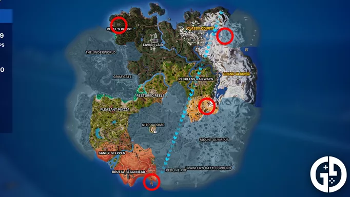 All Wasteland Beacon locations on the Fortnite Chapter 5 Season 3 Map
