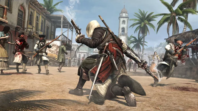Edward Kenway in a scrap in Assassin's Creed: Black Flag.