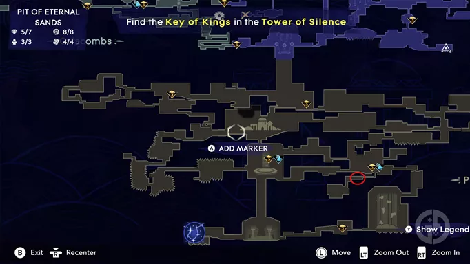 Pit of Eternal Sands map location in Prince of Persia: The Lost Crown
