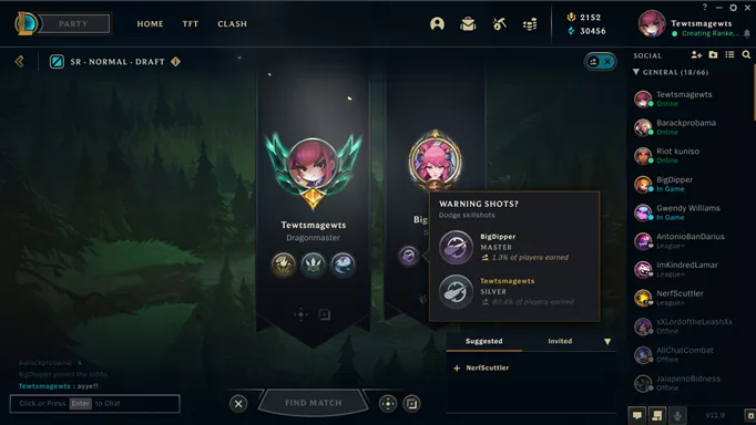 a picture of the League of Legends menu showing challenge tokens on a profile
