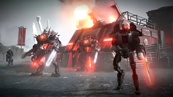 An army of Automatons in Helldivers 2.