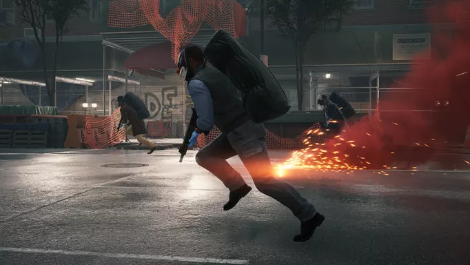 A character running in PAYDAY 3.