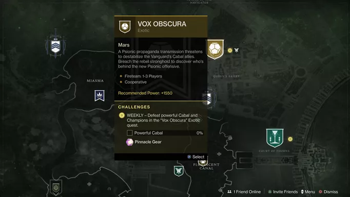 How to start the Destiny 2 Vox Obscura mission in the Throne World