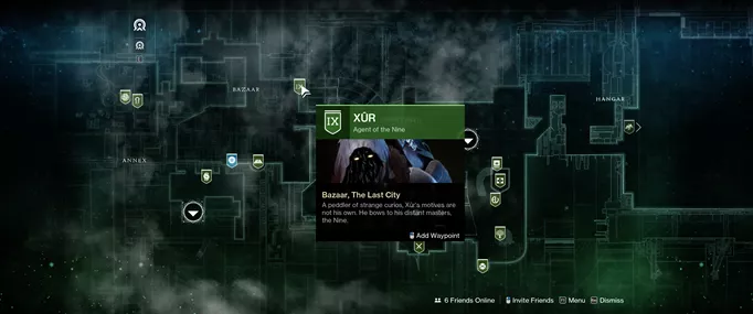 Xur's location in the Tower