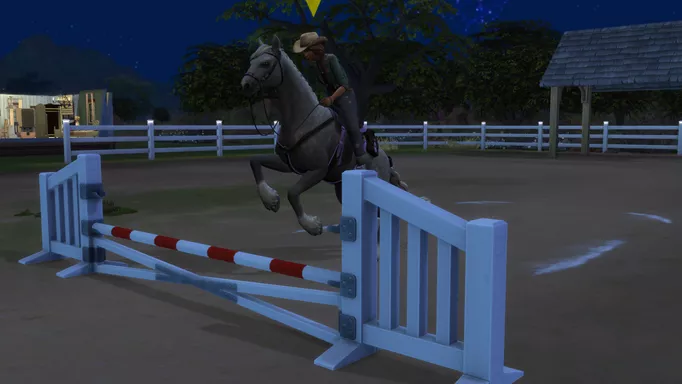 Screenshot of the horse Jumping skill in The Sims 4 Horse Ranch
