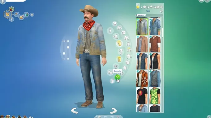 Screenshot of CAS items for sims in The Sims 4 Horse Ranch