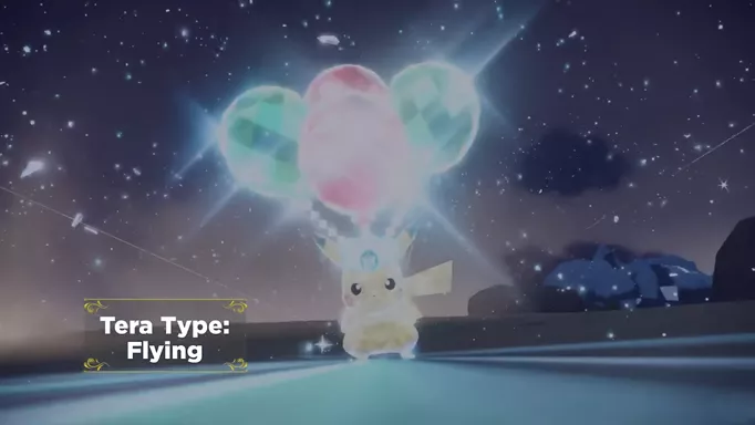 Pikachu activating its Flying Tera Type