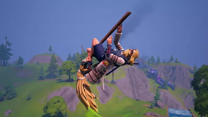 A player using a Witch Broom in Fortnite