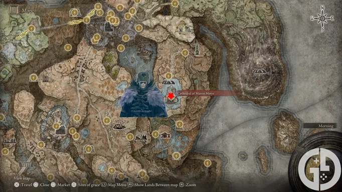 Map showing Ymir's location in Elden Ring Shadow of the Erdtree