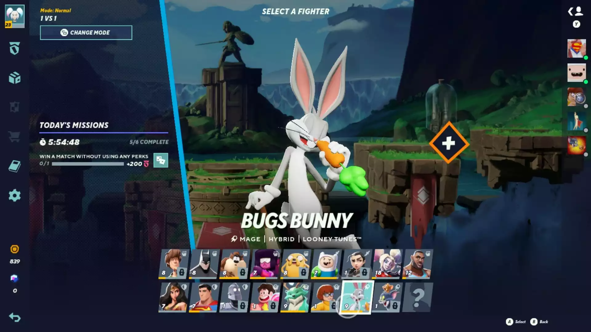 MultiVersus Bugs Bunny combos, perks and specials