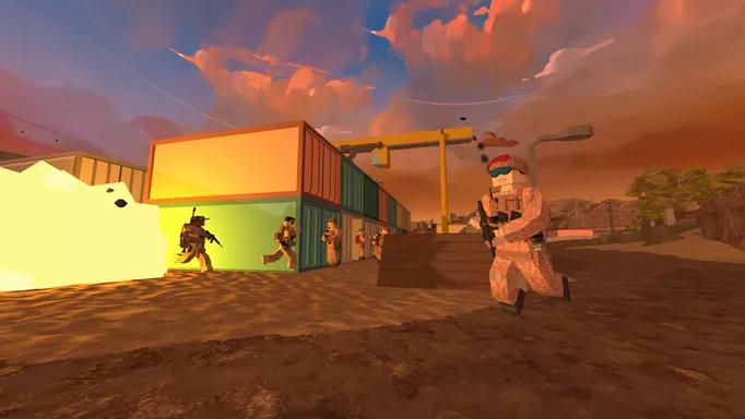 an promo image of BattleBit Remastered, showing some soldiers near an explosion