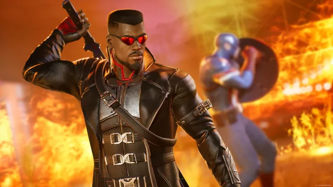 Marvel's Midnight Suns screenshot showing Blade and Captain America