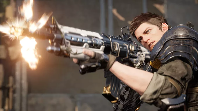 Image of a character shooting in The First Descendant