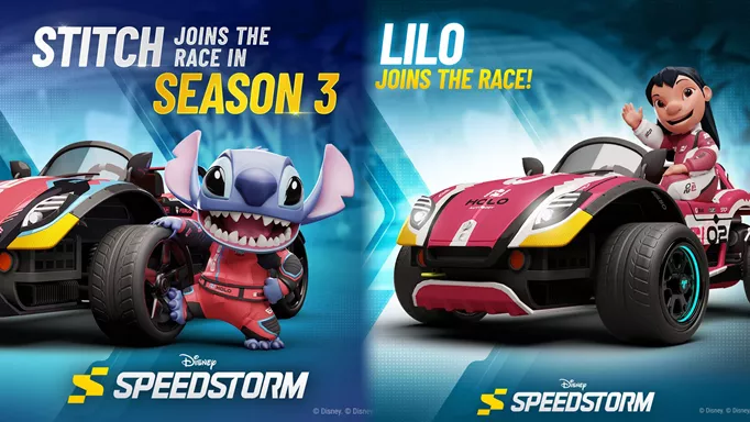 Promo images for Stitch and Lilo in Disney Speedstorm
