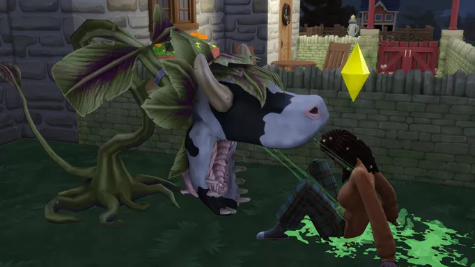The Sims 4, cowplant eats sim animation