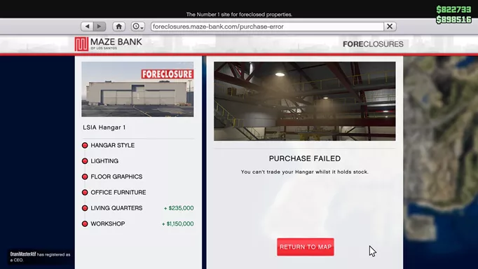 Image of the Maze Bank website in GTA Online