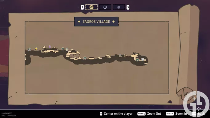 Image of the Zagros Village map showing the entrace to the Academy in The Rogue Prince of Persia