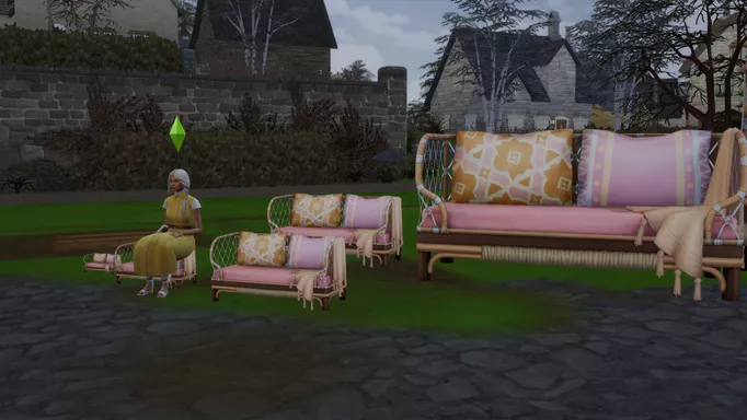 An image showing differently sized up items in The Sims 4