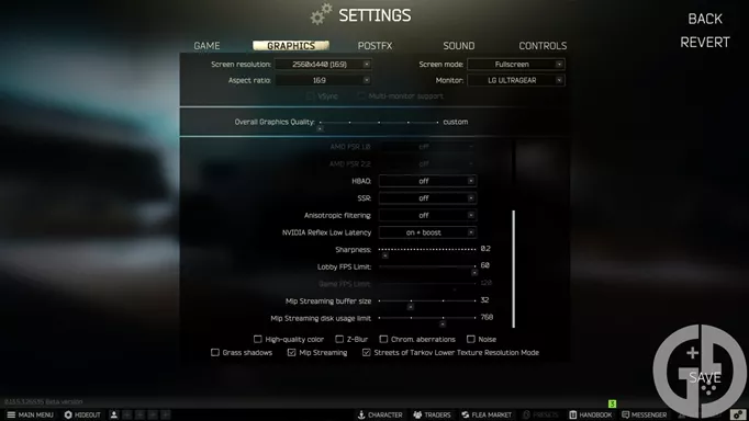 Image of the best settings in Escape from Tarkov