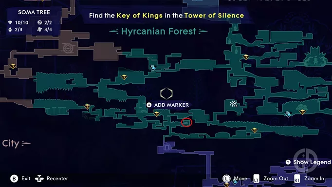 Hyrcanian Forest map location in Prince of Persia: The Lost Crown