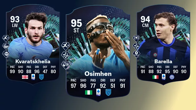 Image of three Serie A TOTS Moments cards in EA FC 24