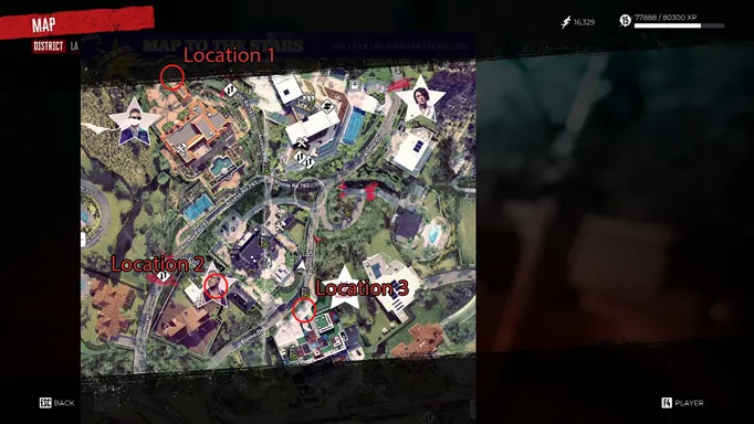 The map locations to complete 'My Mailman Was A Zombie'  in Dead Island 2