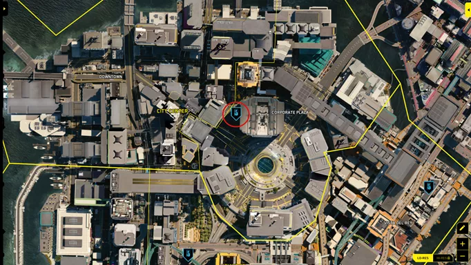 the map location of The Tower Tarot Card in Cyberpunk 2077