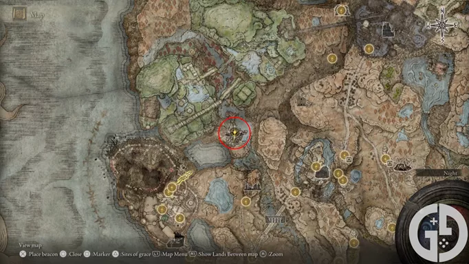 Map of Temple Town Ruins in Elden Ring Shadow of the Erdtree