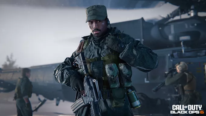 A soldier from the 1990's in Black Ops 6's Gulf War representation