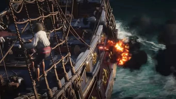 A ship fires its cannons in Skull & Bones.