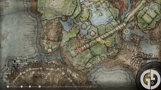 Map of the Rauh Ruins Curseblade room in Elden Ring Shadow of the Erdtree