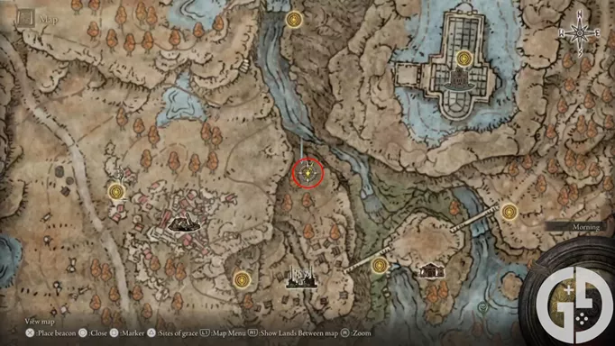 Map showing where to find the O Mother gesture in Elden Ring Shadow of the Erdtree