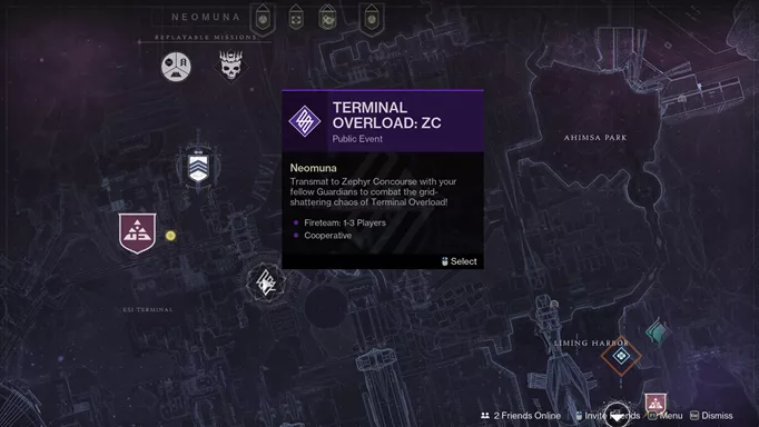 Destiny 2 Terminal Overload: The Terminal Overload market on the map of Neomuna