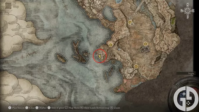 Map showing the Cliffroad Terminus Shadow Pot location in Elden Ring Shadow of the Erdtree