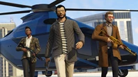 Characters in front of a helicopter in GTA Online