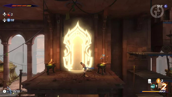 the yellow portal to Kaheva's Forge in Prince of Persia: The Lost Crown