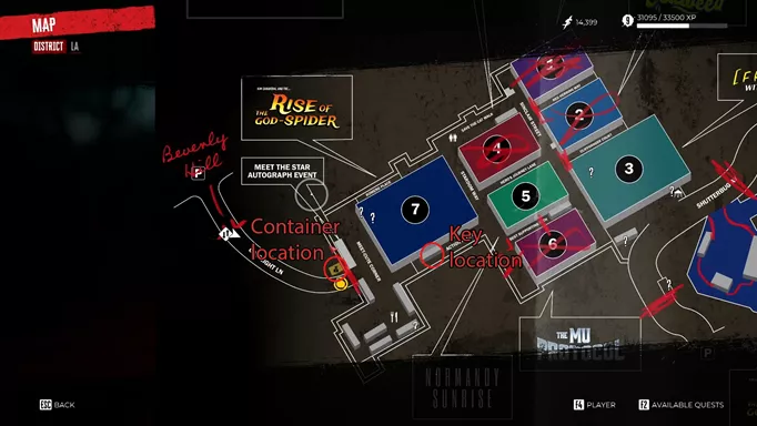 Dead Island 2 Security Guard's Cooler key location map