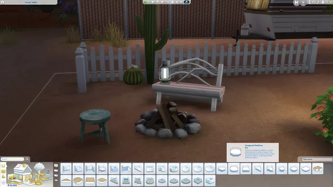 Screenshot showing items placed that have been rotated in The Sims 4