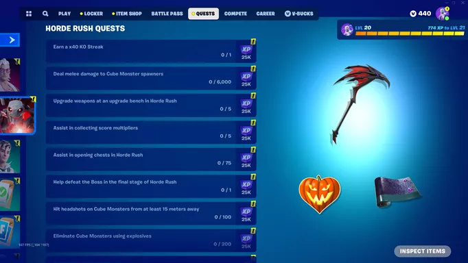 All the Fortnite Horde Rush Quests