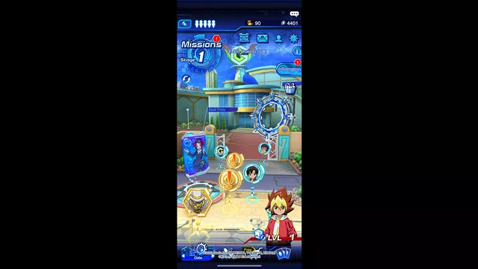 Main menu screen in Yu Gi Oh Duel Links