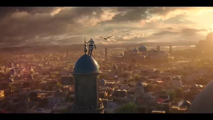 Basim looking over Baghdad in Assassin's Creed Mirage