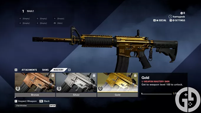 Image of the Gold weapon mastery camo for the M4 in XDefiant