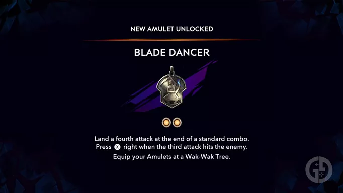 Blade Dancer amulet in Prince of Persia: The Lost Crown