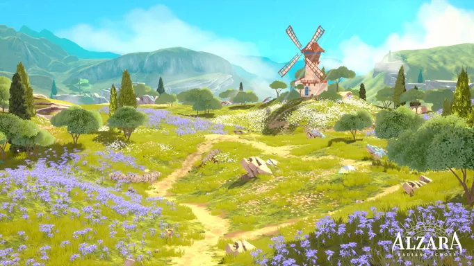 Image of a field with a windmill in ALZARA Radiant Echoes