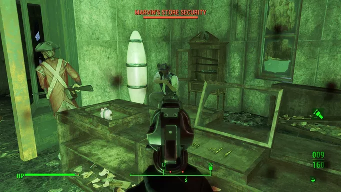 Fighting store security in Fallout 4.