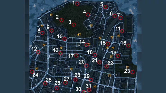Ghostwire Tokyo Jizo Statues: Locations of Jizo Statues in the top half of the map