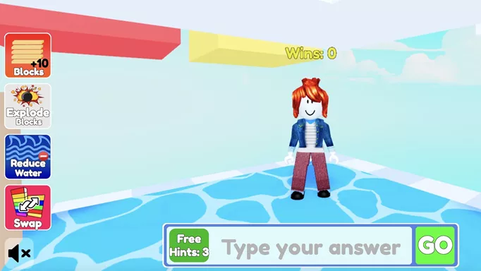 Screenshot showing rising water in Roblox Longest Answer wins