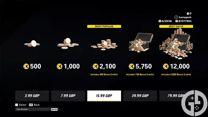 Image of the different XCoins bundles in XDefiant